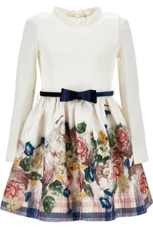 MONNALISA Printed Cotton Jersey Dress W/bow