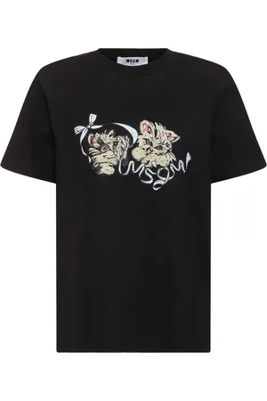 Msgm Kitten Printed Cotton Jersey T-shirt