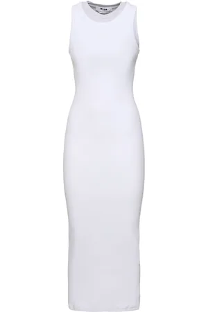 Msgm Cotton Jersey Logo Midi Dress