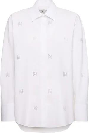 Msgm Cotton Poplin Embellished Shirt