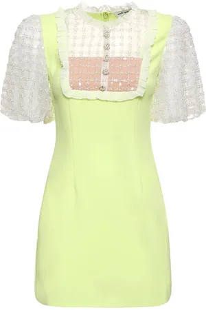 Self-Portrait Lime Crepe Mini Dress