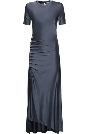 Paco rabanne Viscose Jersey Midi Dress W/ Buttons