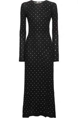 Paco rabanne Embellished Solid Jersey Long Dress