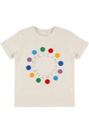 Stella McCartney Printed Cotton Jersey T-shirt W/pompoms