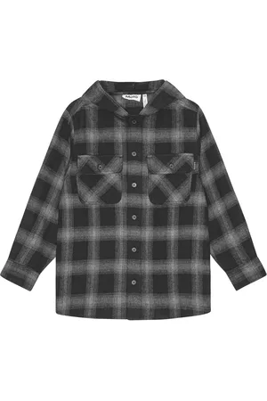 Molo Check Print Cotton Hooded Shirt