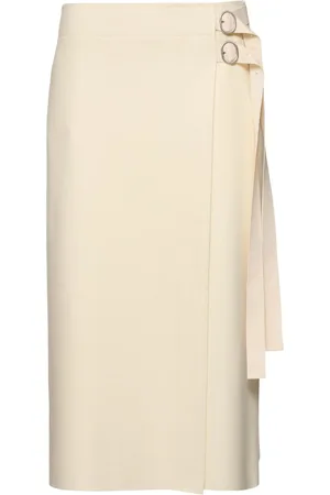 Jil Sander Wrapped A-line Wool Midi Skirt