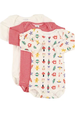 Petit Bateau Set Of 3 Printed Cotton Bodysuits