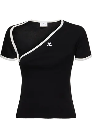 Courrèges Slash Contrast Cut Out Jersey T-shirt