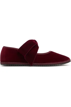 VIBI VENEZIA 10mm Mary Jane Bow Velvet Slippers