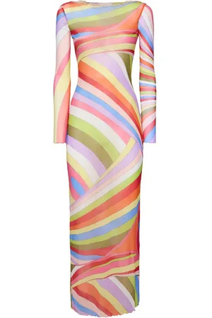 Puccini Printed Mesh Long Dress