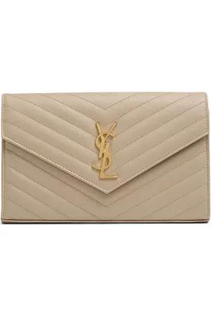 Saint Laurent Cassandra Embossed Leather Chain Wallet