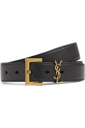 Saint Laurent 3cm Monogram Grained Leather Belt