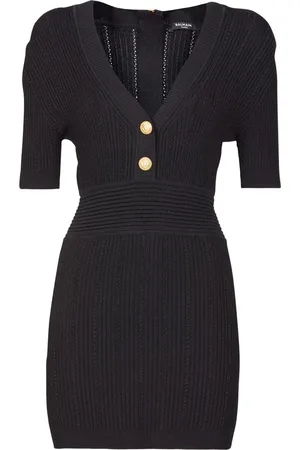 Balmain Viscose Blend Knit Mini Dress