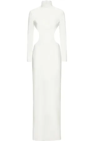 Monot Crepe Turtleneck Open Back Long Dress