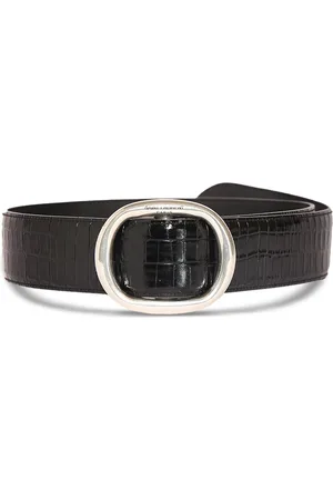 Saint Laurent Ovale Croc Embossed Leather Belt