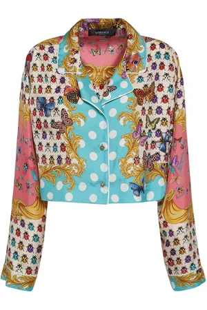 VERSACE Printed Silk Twill Crop Shirt