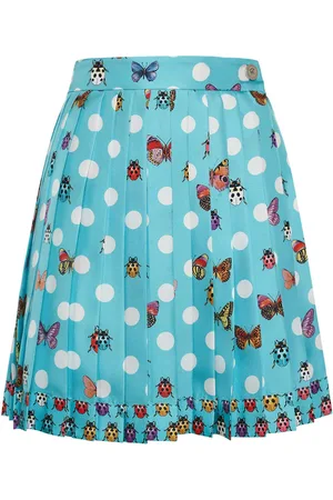 VERSACE Print Silk Twill Pleated Mini Skirt