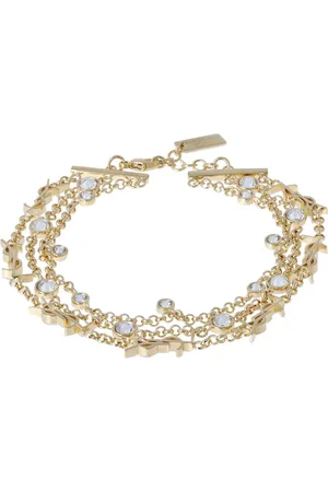 Saint Laurent Ysl Crystal & Brass Bracelet