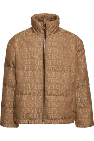 VERSACE Monogram Cotton Blend Down Jacket