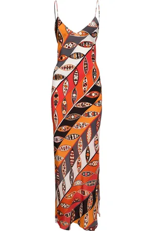 Puccini Girandole Printed Silk Twill Long Dress