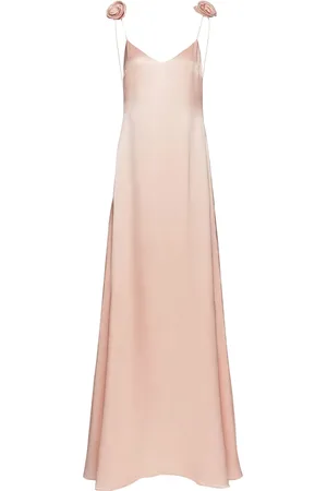 MAGDA BUTRYM Silk Satin Long Slip Dress W/roses