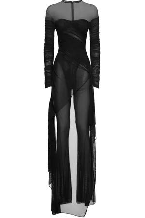 MUGLER Mesh Long Sleeve Maxi Jumpsuit