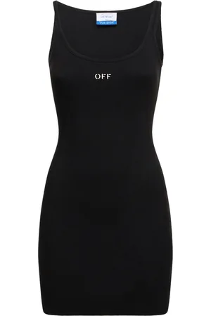 OFF-WHITE Logo Cotton Blend Mini Dress
