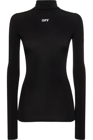 OFF-WHITE Logo Viscose Blend Turtleneck Top
