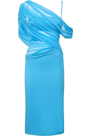 CHRISTOPHER ESBER Magnetica Asymmetric Veiled Midi Dress