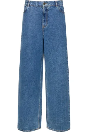 Serafini Low Rise Cotton Denim Wide Jeans