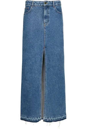 Serafini Denim Long Skirt W/ Front Slit