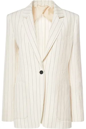 Max Mara Cotton & Linen Pinstriped Jacket