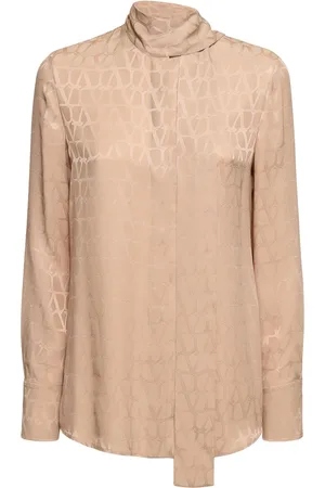 VALENTINO Silk Jacquard Logo Shirt W/scarf