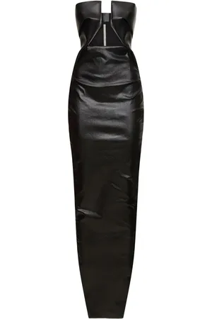 Rick Owens Prong Coated Denim Strapless Maxi Dress