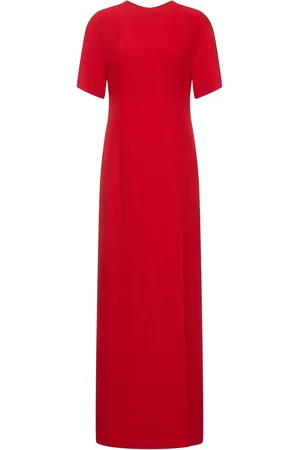 VALENTINO Silk Cady Short Sleeve Long Dress