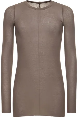 Rick Owens Ribbed Silk Blend Long Sleeve T-shirt