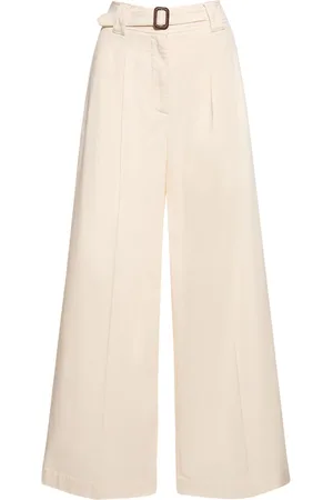 Max Mara Pino Belted Cotton Canvas Wide Pants