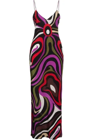 Puccini Printed Crepe Long Dress