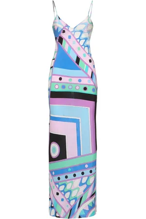 Puccini Printed Crepe Long Dress
