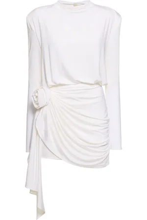 MAGDA BUTRYM Jersey Draped Mini Dress W/ Flower