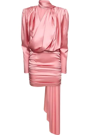 MAGDA BUTRYM Silk Satin Draped Mini Dress W/scarf