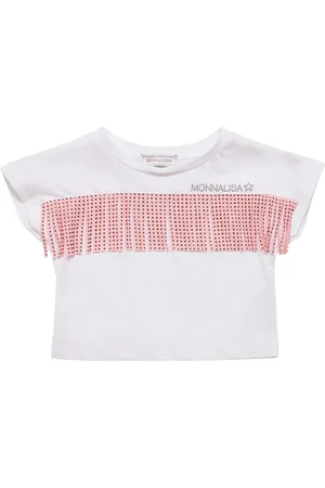 MONNALISA Cotton Jersey T-shirt W/fringes