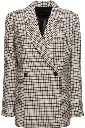 ANINE BING Kaia Checked Wool Blend Blazer