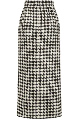 Dolce & Gabbana High Waist Houndstooth Midi Skirt