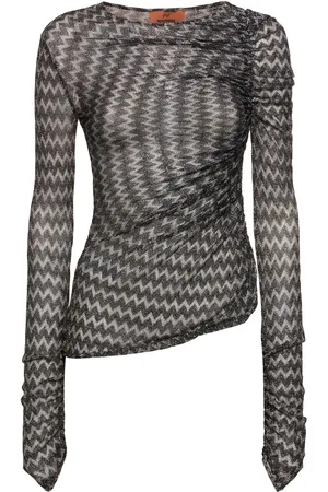 Missoni Chevron Lurex Gathered Long Sleeve Top