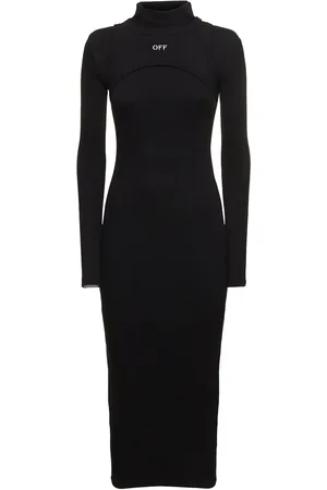 OFF-WHITE Off Stamp Cotton Blend Rib Dress