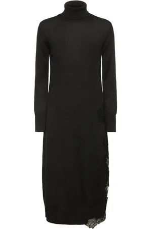 ERMANNO SCERVINO Embroidered Wool Blend Knit Midi Dress