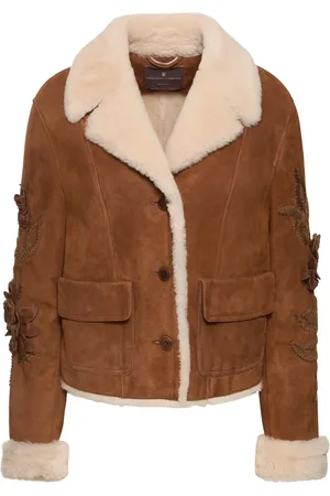 ERMANNO SCERVINO Embroidered Suede Shearling Jacket