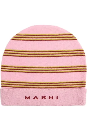 Marni Striped Wool Blend Knit Beanie W/logo