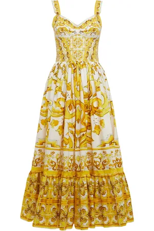 Dolce & Gabbana Maiolica Printed Poplin Midi Dress